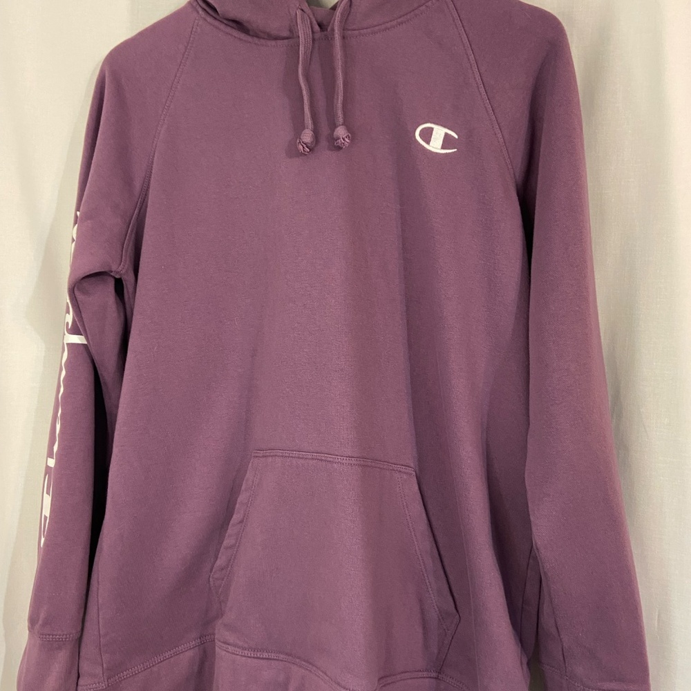 Champion Hoodie Sweatshirt Soft Fleece Light Purple Womens Medium Pullover